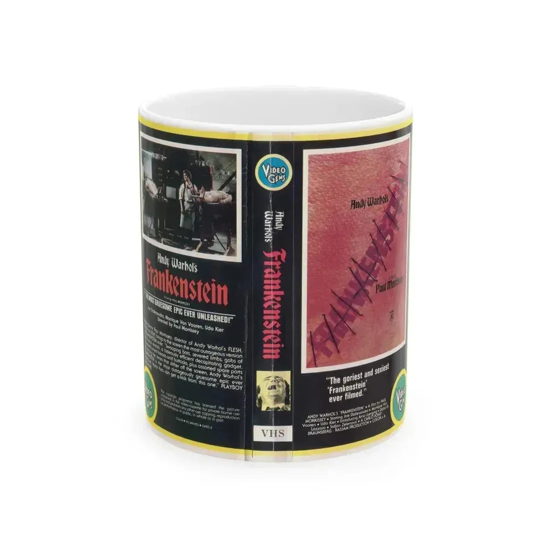 ANDY WARHOLS FRANKENSTEIN (VHS COVER) - White Coffee Mug 11oz - Go Mug Yourself