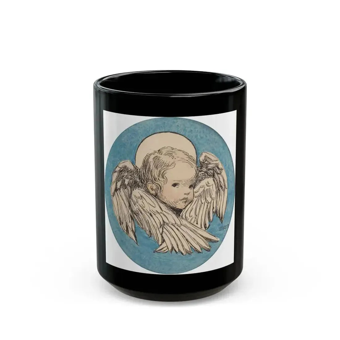 Angel, A Child's Prayer interior book illustration, 1926 - Black Coffee Mug 15oz - Go Mug Yourself