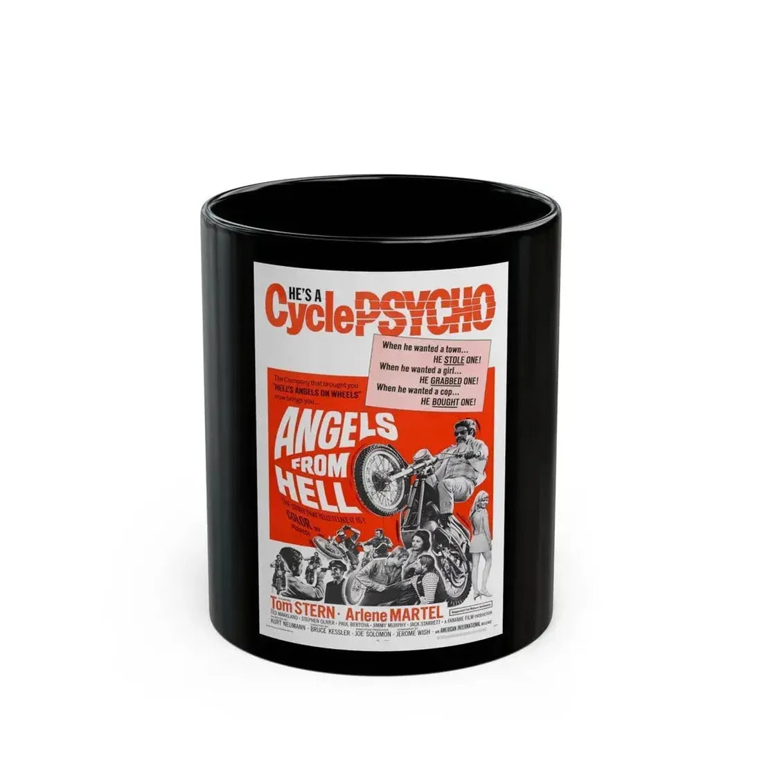 ANGELS FROM HELL 1968 Movie Poster - Black Coffee Mug 11oz - Go Mug Yourself