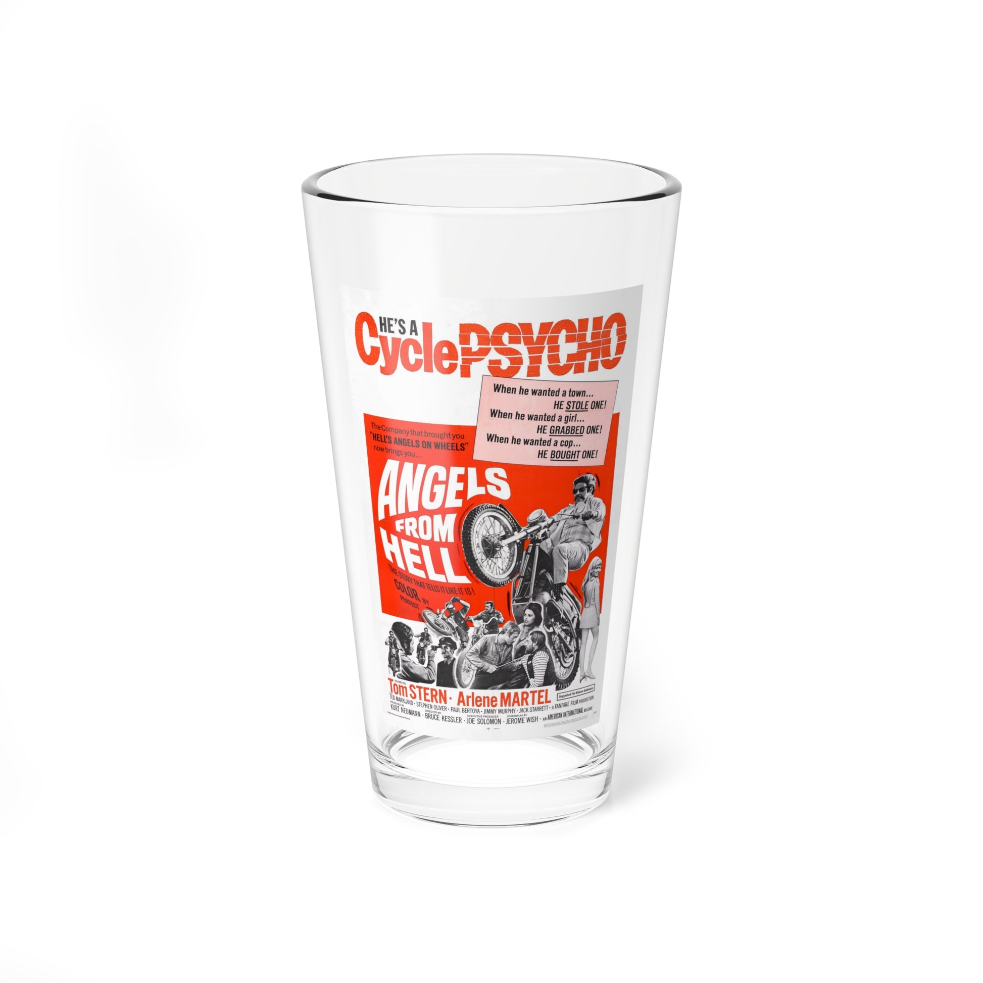 ANGELS FROM HELL 1968 Movie Poster - Pint Glass 16oz-16oz-Go Mug Yourself