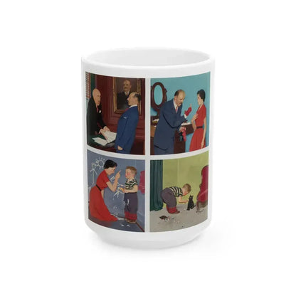 Anger Transference, The Saturday Evening Post cover, March 20, 1954 - White Coffee Mug 15oz - Go Mug Yourself