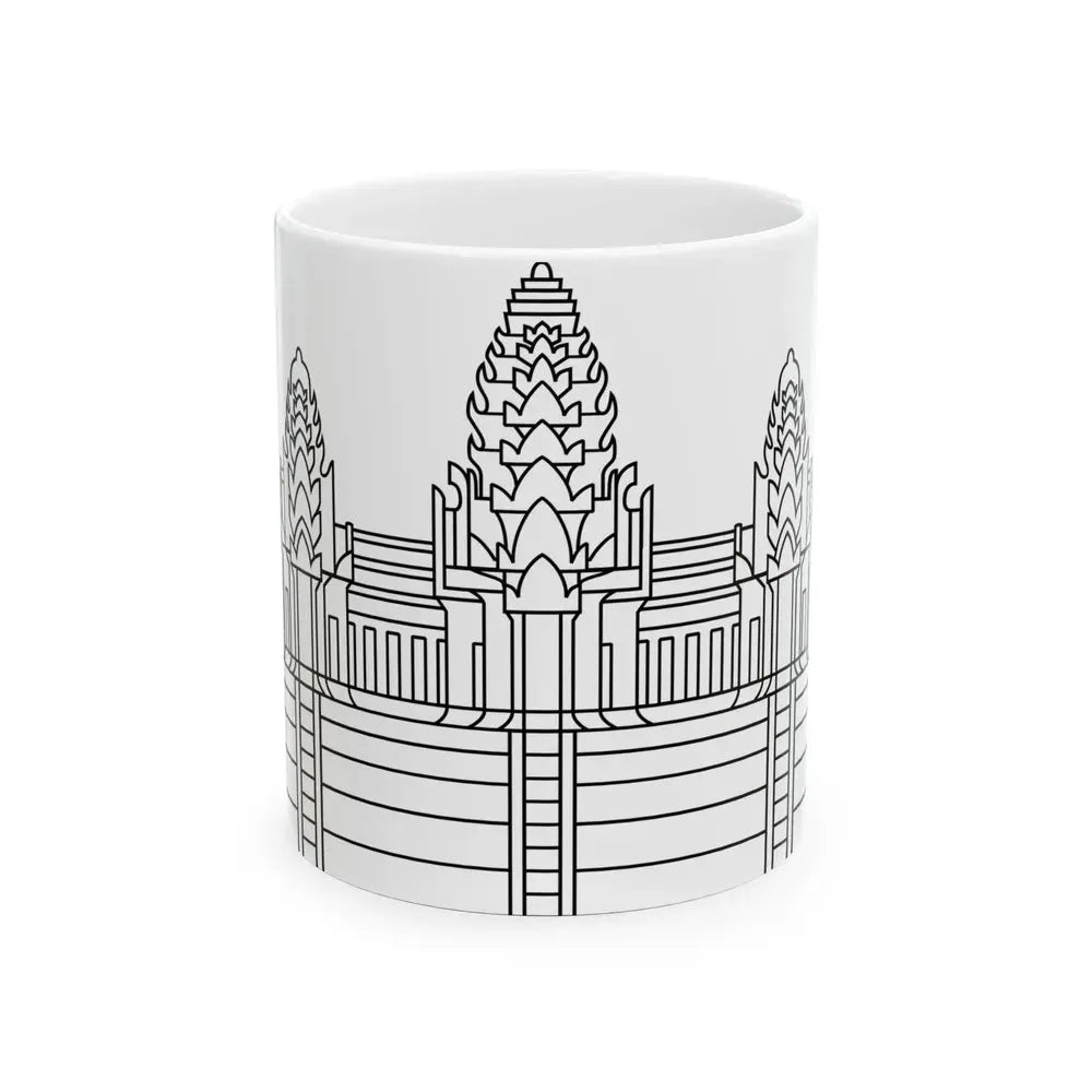 Angkor Wat in Flag of Cambodia (Cambodia) White Coffee Mug 11oz - Go Mug Yourself