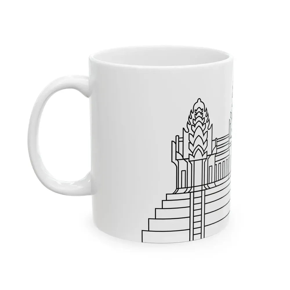 Angkor Wat in Flag of Cambodia (Cambodia) White Coffee Mug - Go Mug Yourself
