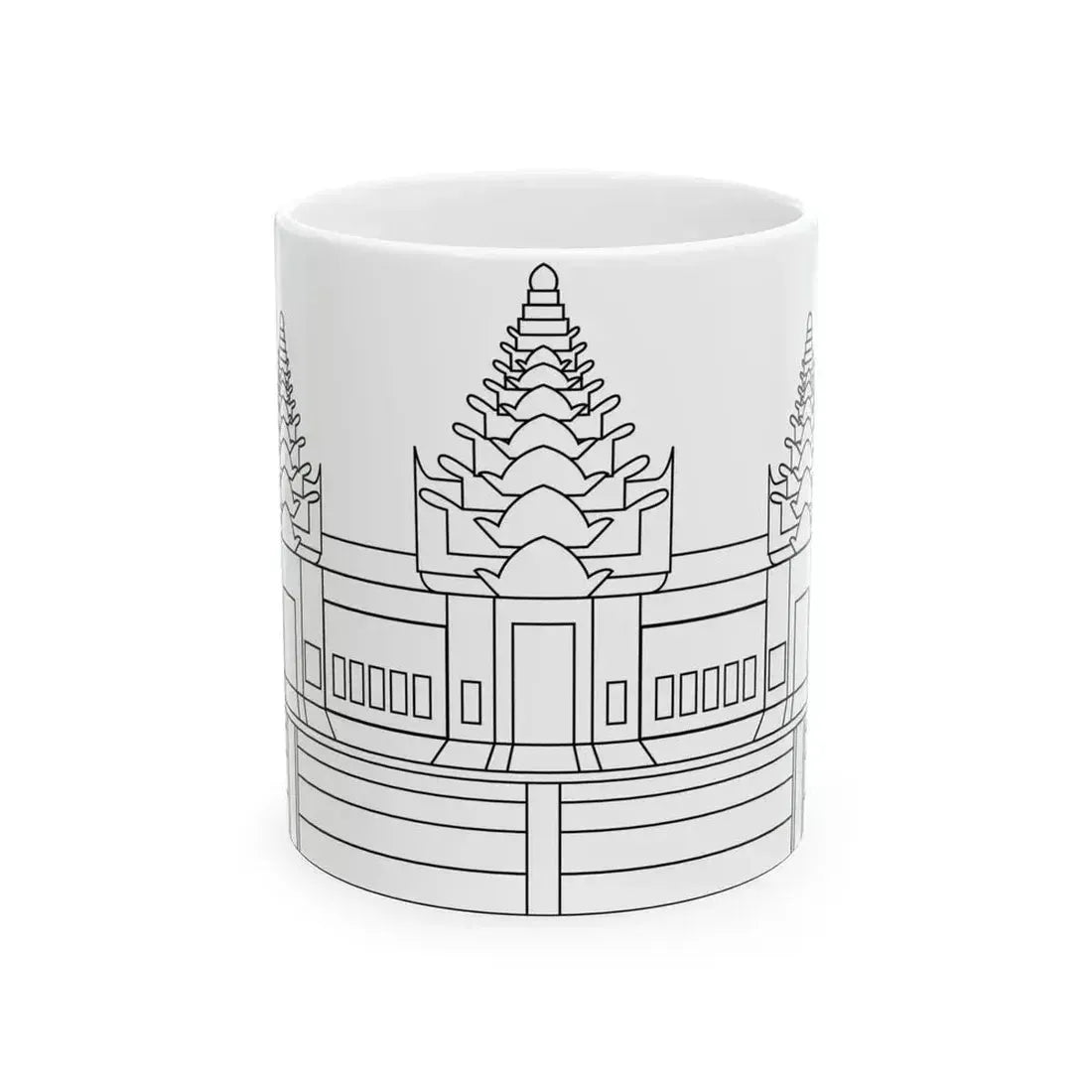 Angkor Wat variant for Flag of Cambodia (Cambodia) White Coffee Mug 11oz - Go Mug Yourself