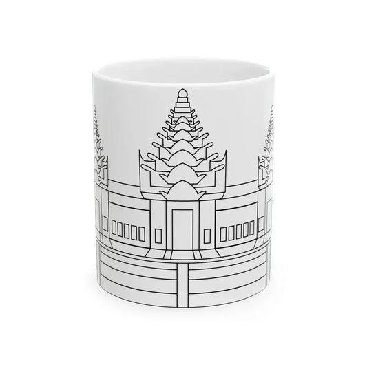 Angkor Wat variant for Flag of Cambodia (Cambodia) White Coffee Mug 11oz - Go Mug Yourself