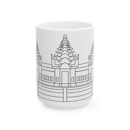 Angkor Wat variant for Flag of Cambodia (Cambodia) White Coffee Mug 15oz - Go Mug Yourself