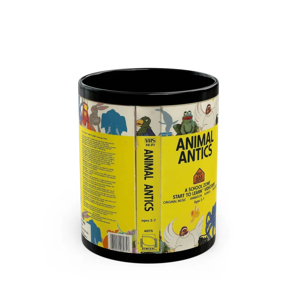 ANIMAL ANTICS A SCHOOL ZONE START TO LEARN VIDEOTAPE (VHS COVER) - Black Coffee Mug-11oz-Go Mug Yourself