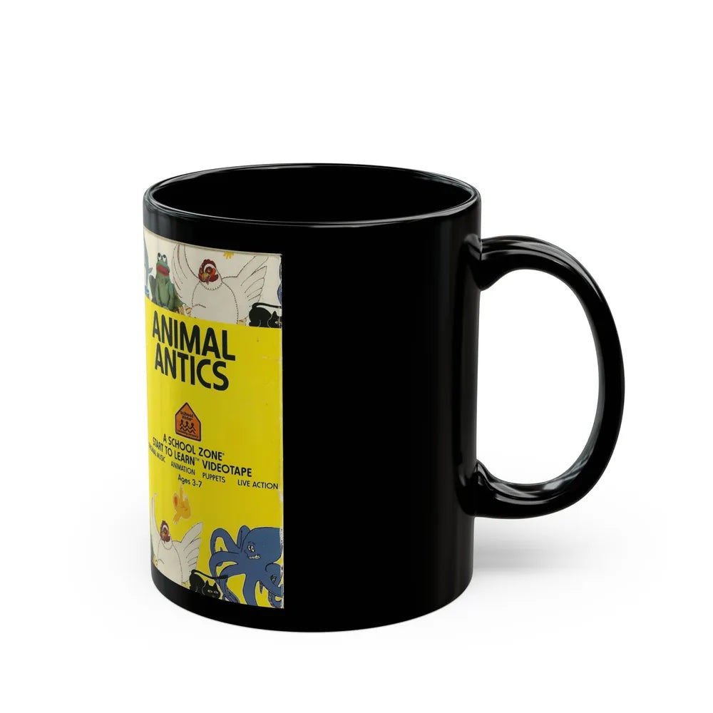 ANIMAL ANTICS A SCHOOL ZONE START TO LEARN VIDEOTAPE (VHS COVER) - Black Coffee Mug-Go Mug Yourself