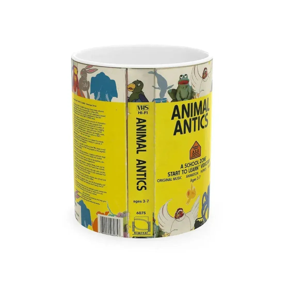 ANIMAL ANTICS A SCHOOL ZONE START TO LEARN VIDEOTAPE (VHS COVER) - White Coffee Mug 11oz - Go Mug Yourself