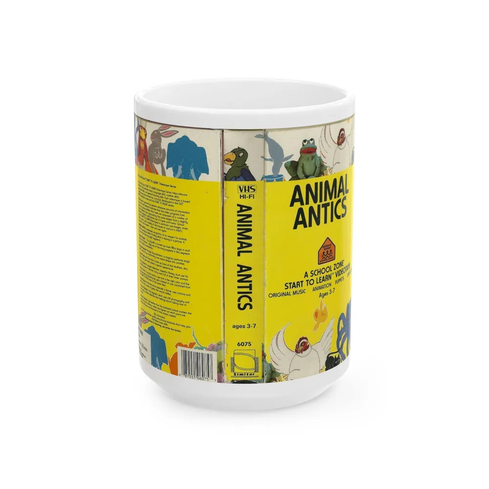 ANIMAL ANTICS A SCHOOL ZONE START TO LEARN VIDEOTAPE (VHS COVER) - White Coffee Mug-15oz-Go Mug Yourself