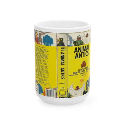 ANIMAL ANTICS A SCHOOL ZONE START TO LEARN VIDEOTAPE (VHS COVER) - White Coffee Mug 15oz - Go Mug Yourself