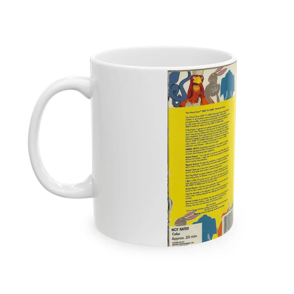 ANIMAL ANTICS A SCHOOL ZONE START TO LEARN VIDEOTAPE (VHS COVER) - White Coffee Mug-Go Mug Yourself