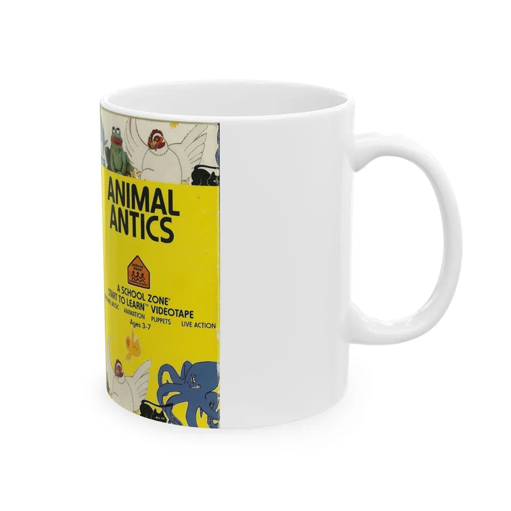 ANIMAL ANTICS A SCHOOL ZONE START TO LEARN VIDEOTAPE (VHS COVER) - White Coffee Mug-Go Mug Yourself