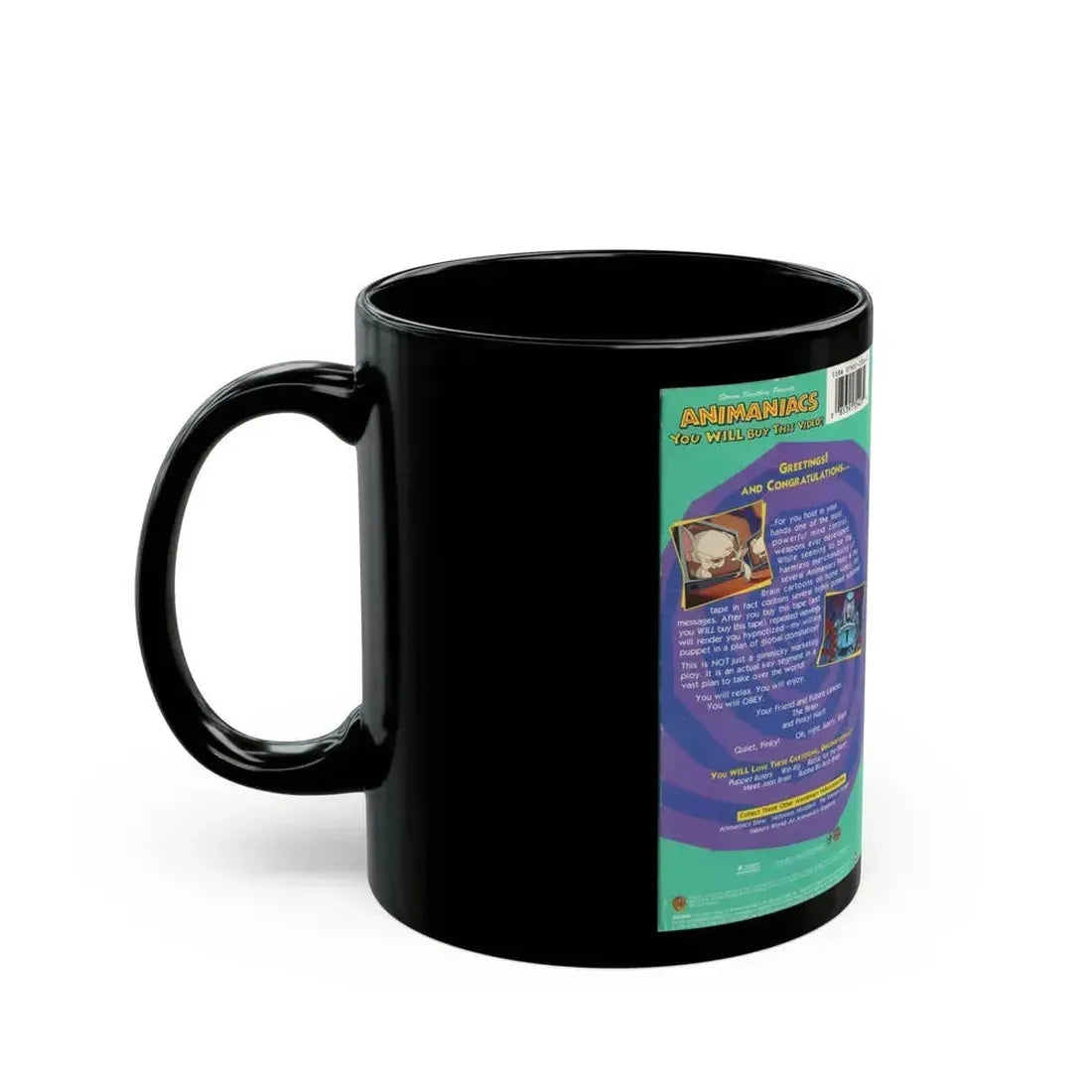 ANIMANIACS YOU WILL BUY THIS VIDEO (VHS COVER) - Black Coffee Mug - Go Mug Yourself