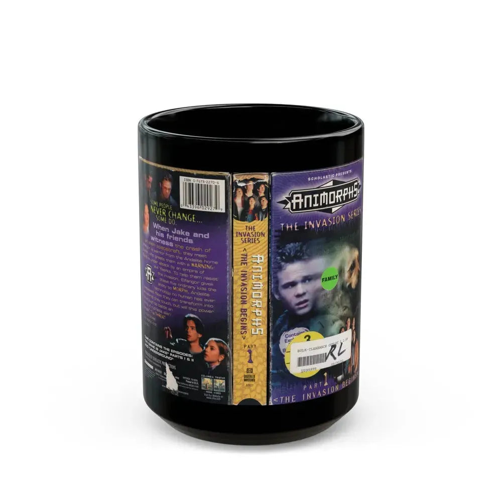 ANIMORPHS THE INVASION BEGINS (VHS COVER) - Black Coffee Mug 15oz - Go Mug Yourself