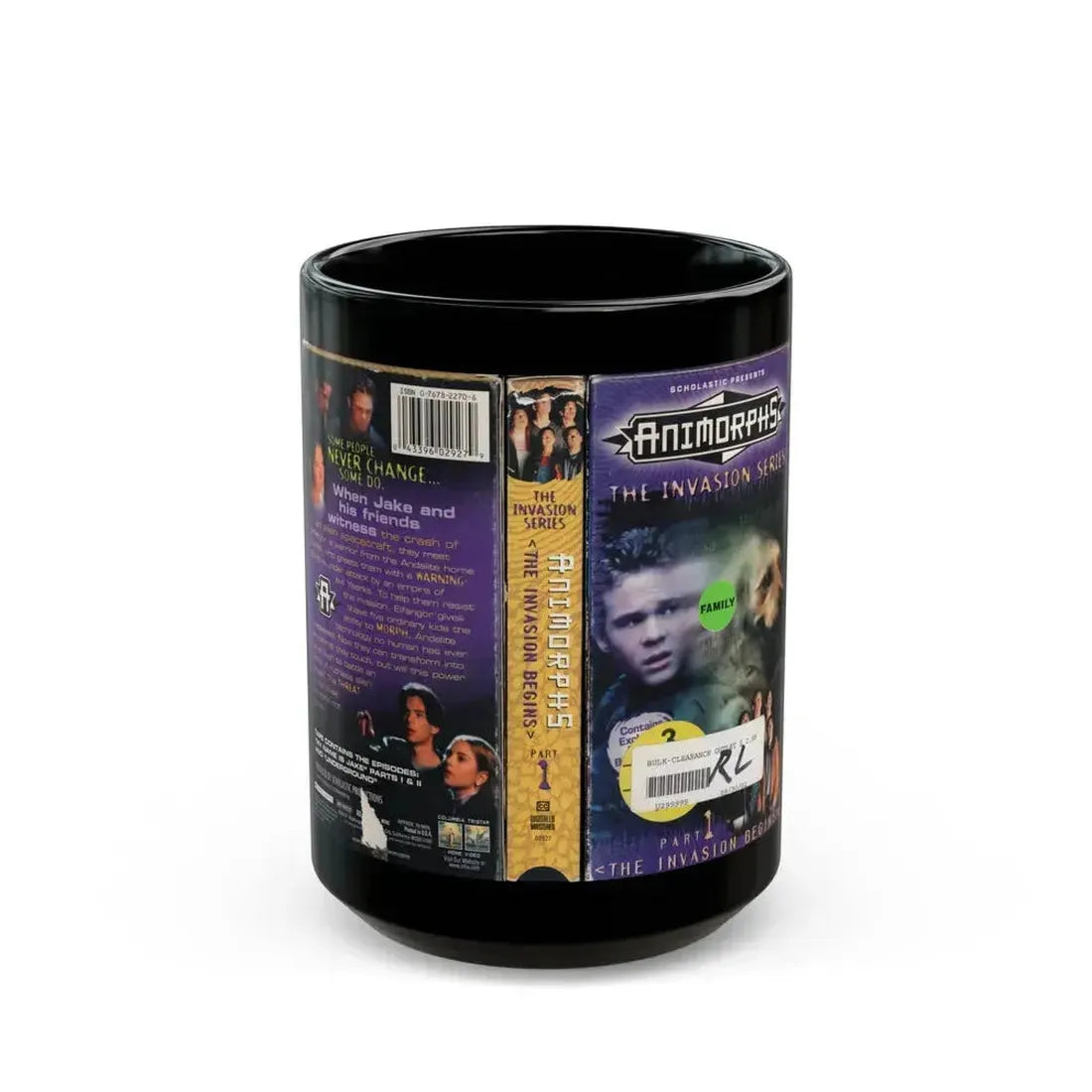 ANIMORPHS THE INVASION BEGINS (VHS COVER) - Black Coffee Mug 15oz - Go Mug Yourself