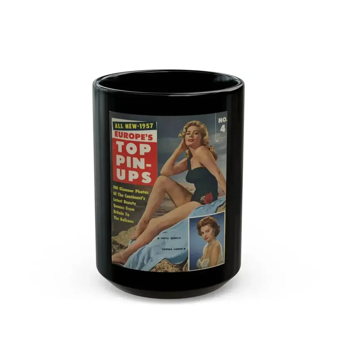 Anita Ekberg #138 - Mag. Cover (Vintage Female Icon) Black Coffee Mug 15oz - Go Mug Yourself