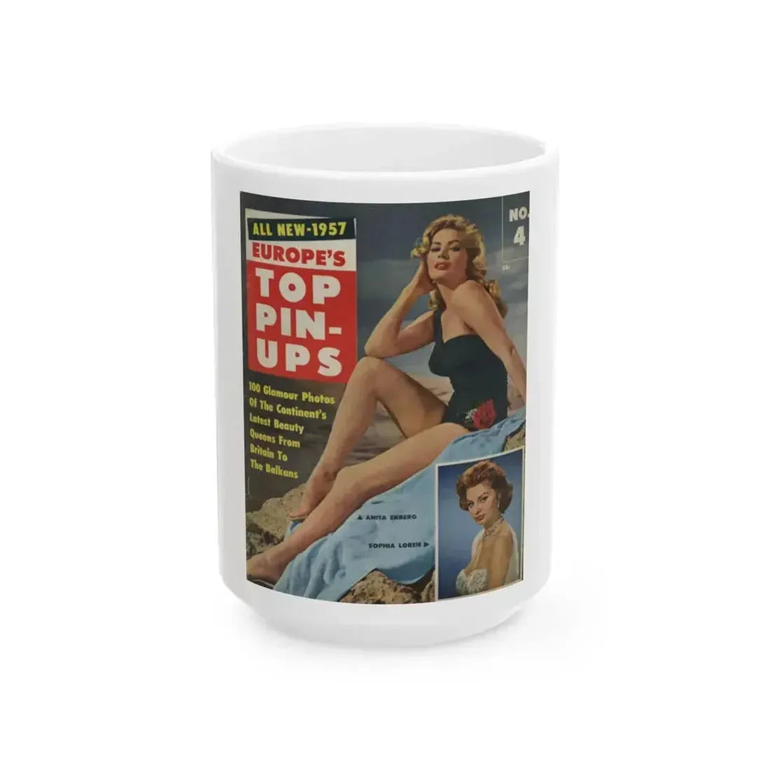 Anita Ekberg #138 - Mag. Cover (Vintage Female Icon) White Coffee Mug 15oz - Go Mug Yourself
