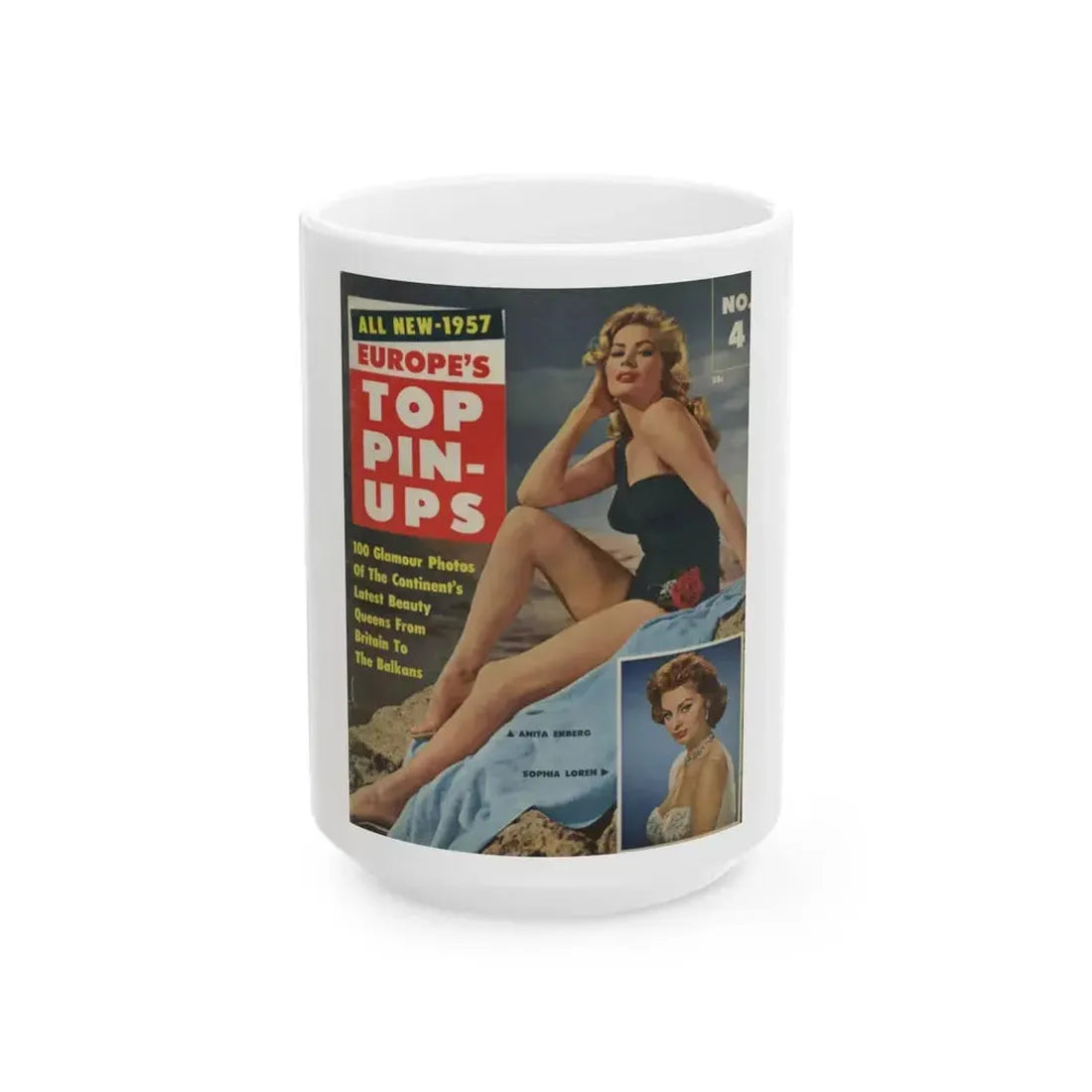Anita Ekberg #138 - Mag. Cover (Vintage Female Icon) White Coffee Mug 15oz - Go Mug Yourself