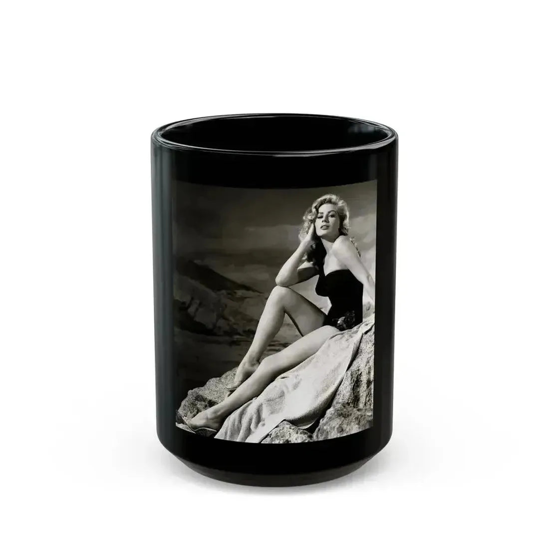 Anita Ekberg #142 (Vintage Female Icon) Black Coffee Mug 15oz - Go Mug Yourself