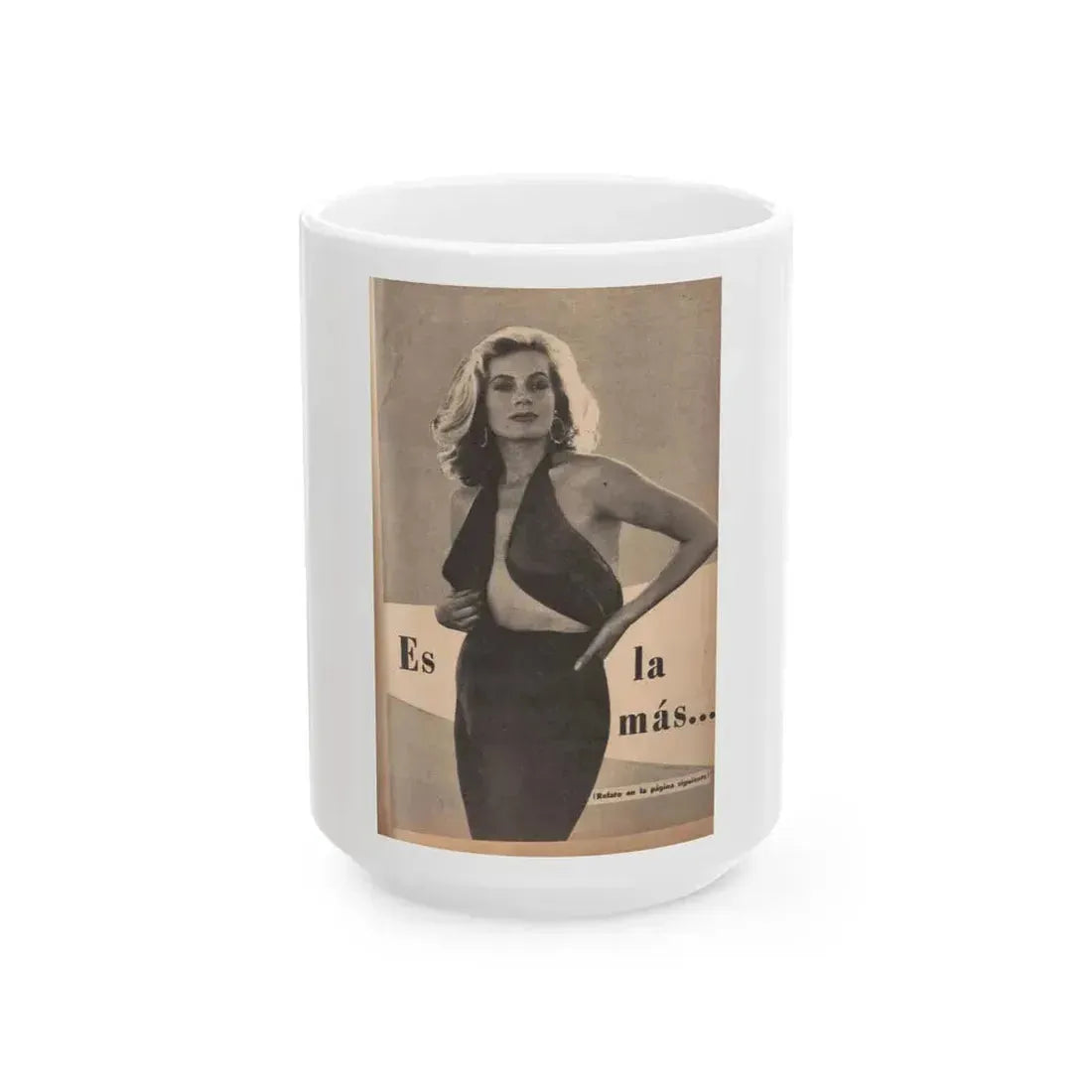 Anita Ekberg #235 - 1 B&W Photo from Foto Mag. '56 - (Vintage Female Icon) White Coffee Mug 15oz - Go Mug Yourself
