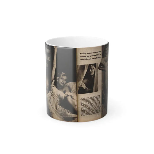 Anita Ekberg #236 - 3 B&W Photos from Foto Mag. '56 (Vintage Female Icon) Color Changing Coffee Mug 11oz - Go Mug Yourself