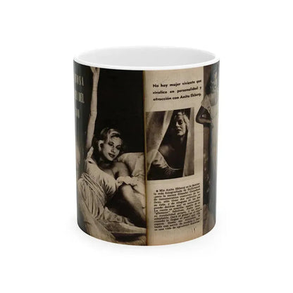 Anita Ekberg #236 - 3 B&W Photos from Foto Mag. '56 (Vintage Female Icon) White Coffee Mug 11oz - Go Mug Yourself