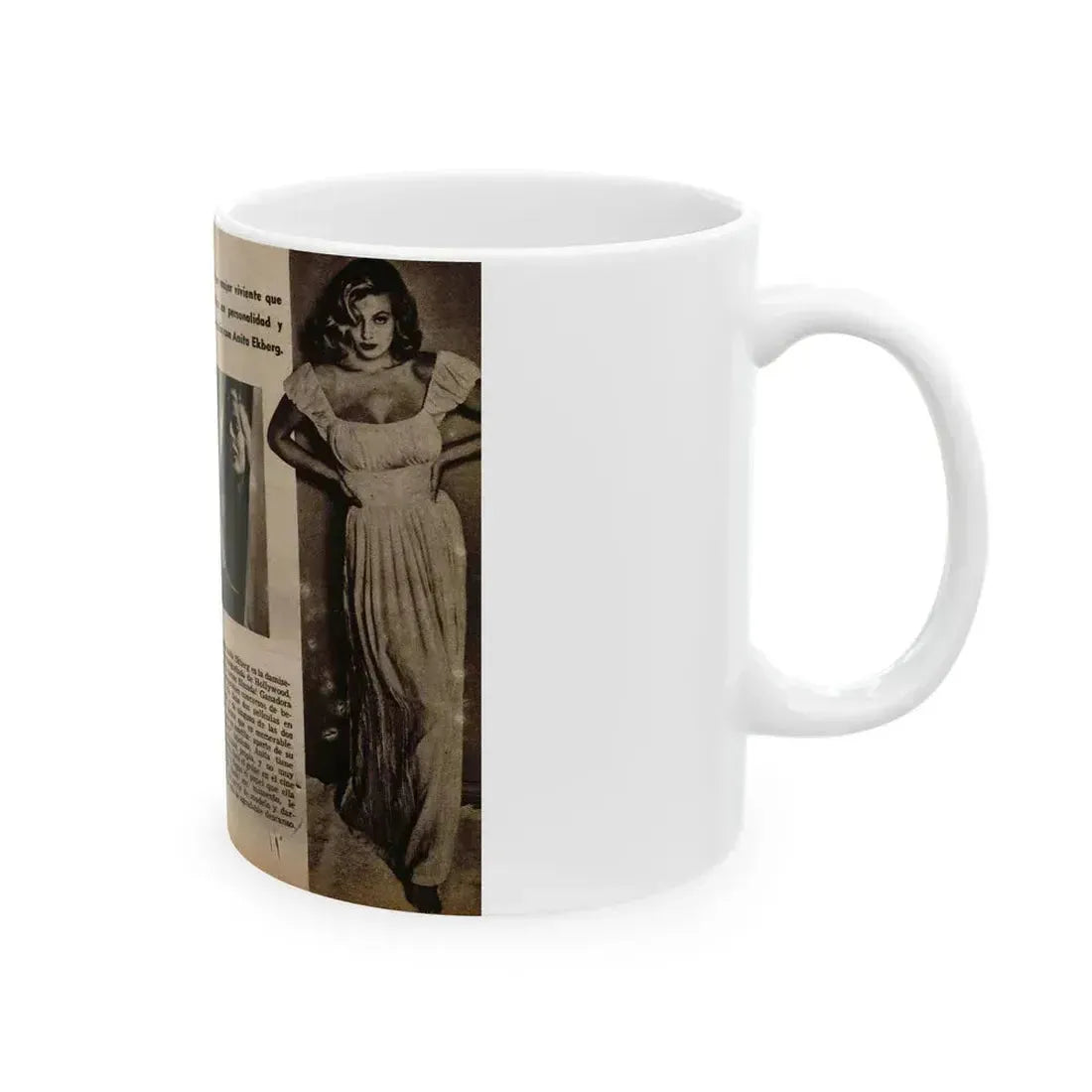 Anita Ekberg #236 - 3 B&W Photos from Foto Mag. '56 (Vintage Female Icon) White Coffee Mug - Go Mug Yourself