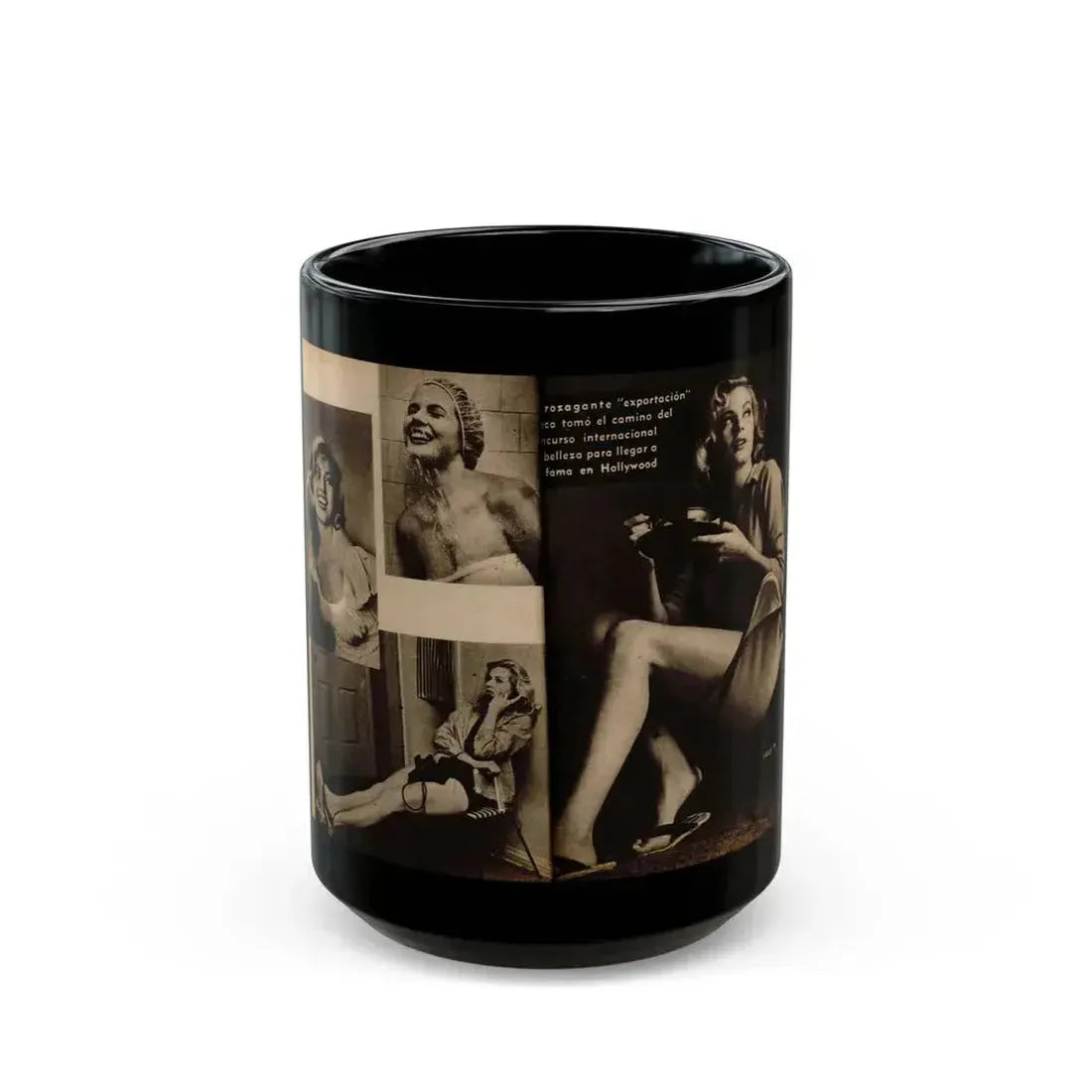 Anita Ekberg #237 - 4 B&W Photos from Foto Mag. '56 (Vintage Female Icon) Black Coffee Mug 15oz - Go Mug Yourself