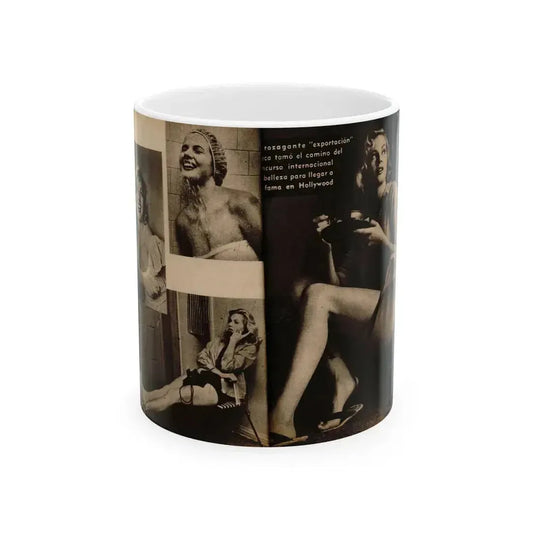 Anita Ekberg #237 - 4 B&W Photos from Foto Mag. '56 (Vintage Female Icon) White Coffee Mug 11oz - Go Mug Yourself