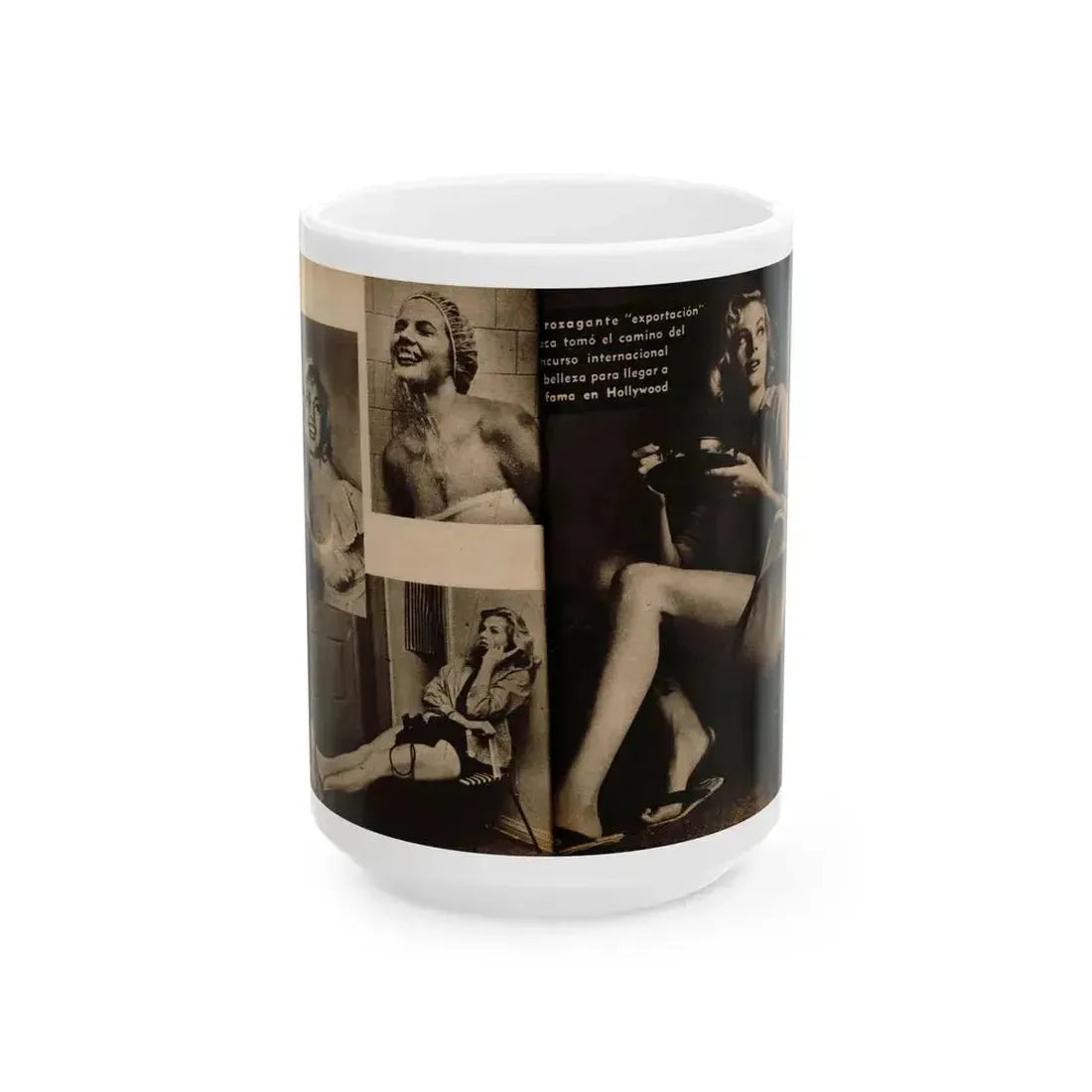 Anita Ekberg #237 - 4 B&W Photos from Foto Mag. '56 (Vintage Female Icon) White Coffee Mug 15oz - Go Mug Yourself