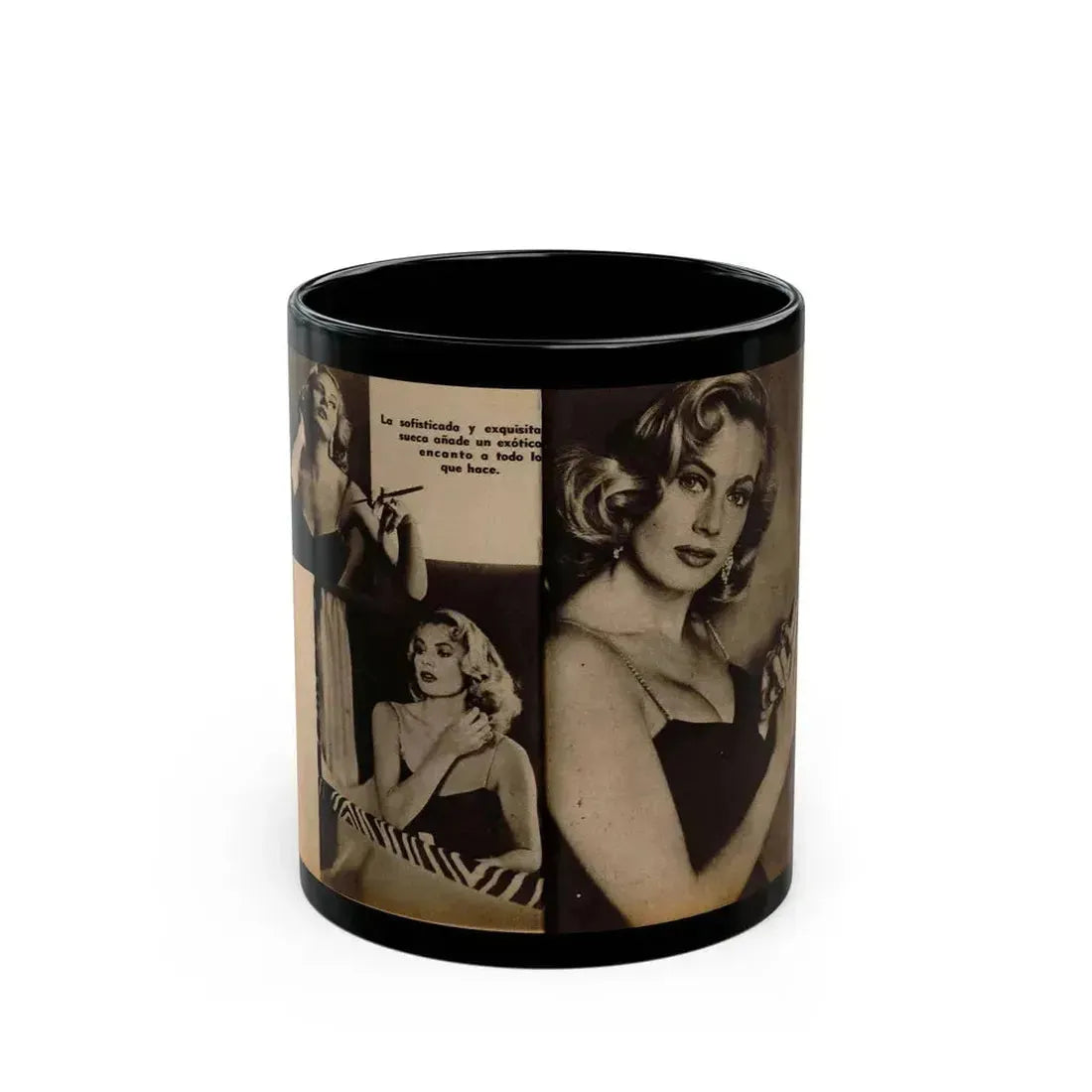 Anita Ekberg #239 - 3 B&W Photo from Foto Mag. '56 (Vintage Female Icon) Black Coffee Mug 11oz - Go Mug Yourself