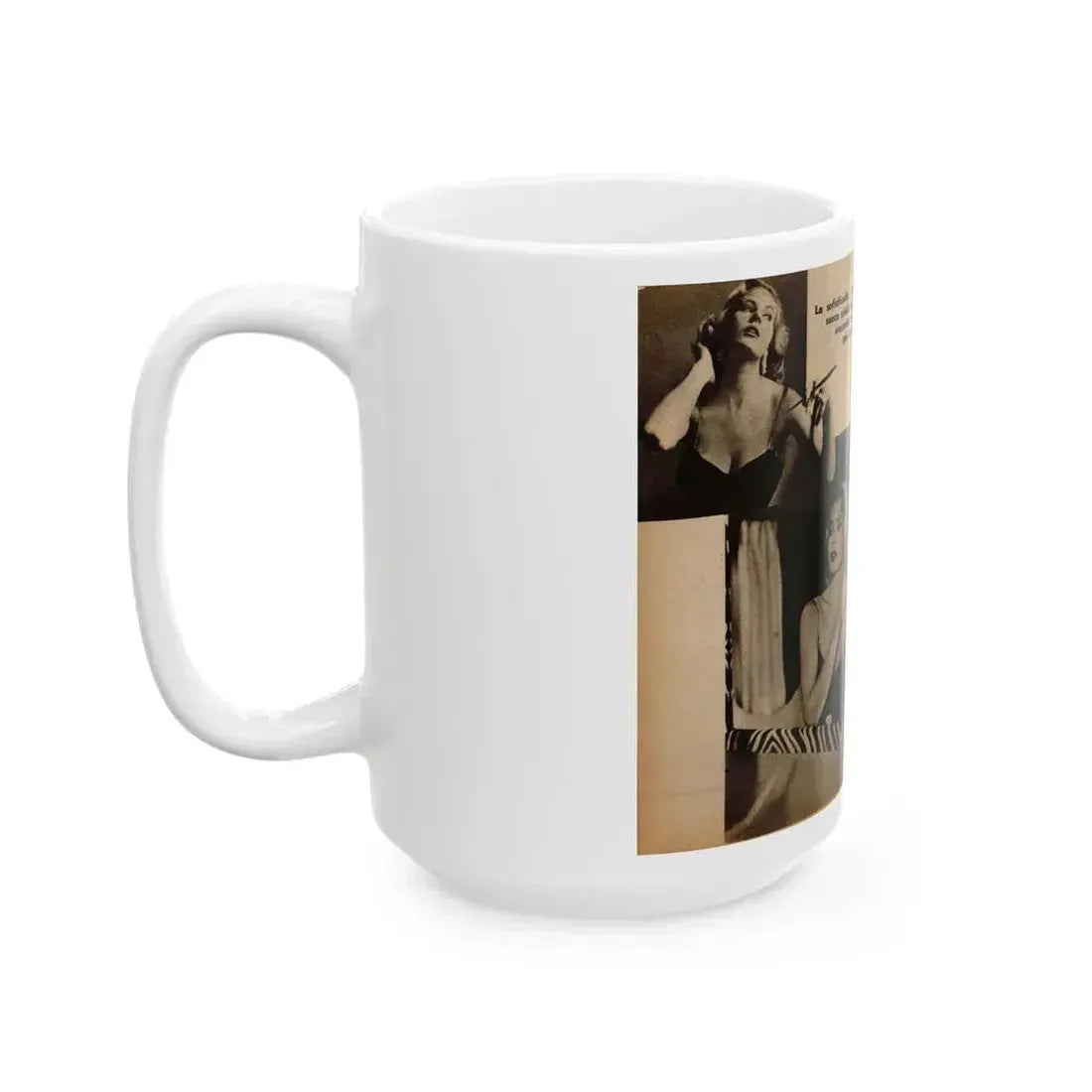 Anita Ekberg #239 - 3 B&W Photo from Foto Mag. '56 (Vintage Female Icon) White Coffee Mug - Go Mug Yourself