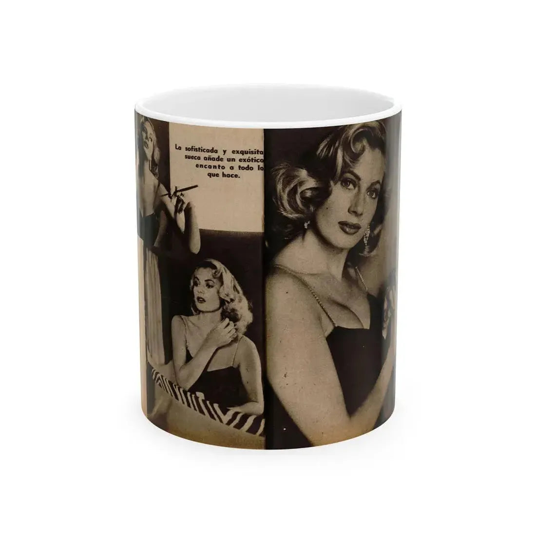 Anita Ekberg #239 - 3 B&W Photo from Foto Mag. '56 (Vintage Female Icon) White Coffee Mug - Go Mug Yourself