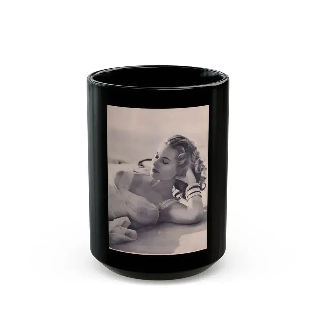 Anita Ekberg #274 - See through top (Vintage Female Icon) Black Coffee Mug 15oz - Go Mug Yourself