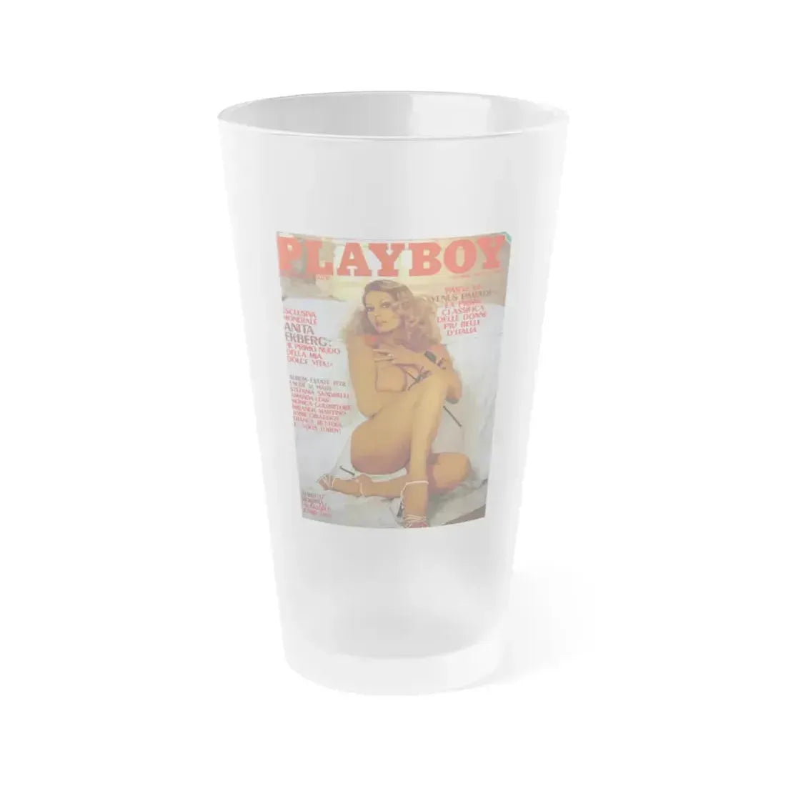 Anita Ekberg #279 - Playboy Mag. Front Cover (Vintage Female Icon) Frosted Pint Glass 16oz 16oz Frosted - Go Mug Yourself