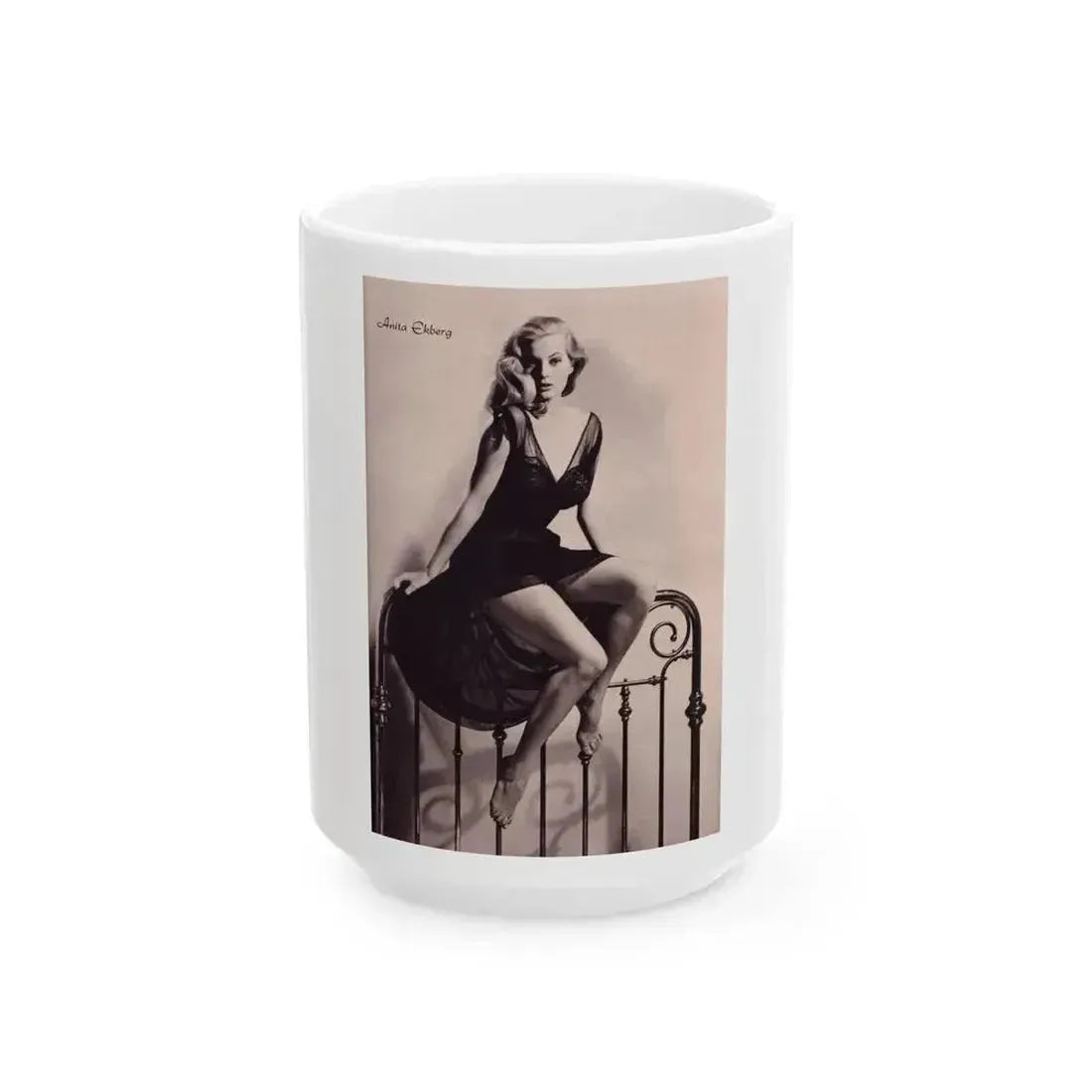Anita Ekberg #306 (Vintage Female Icon) White Coffee Mug 15oz - Go Mug Yourself