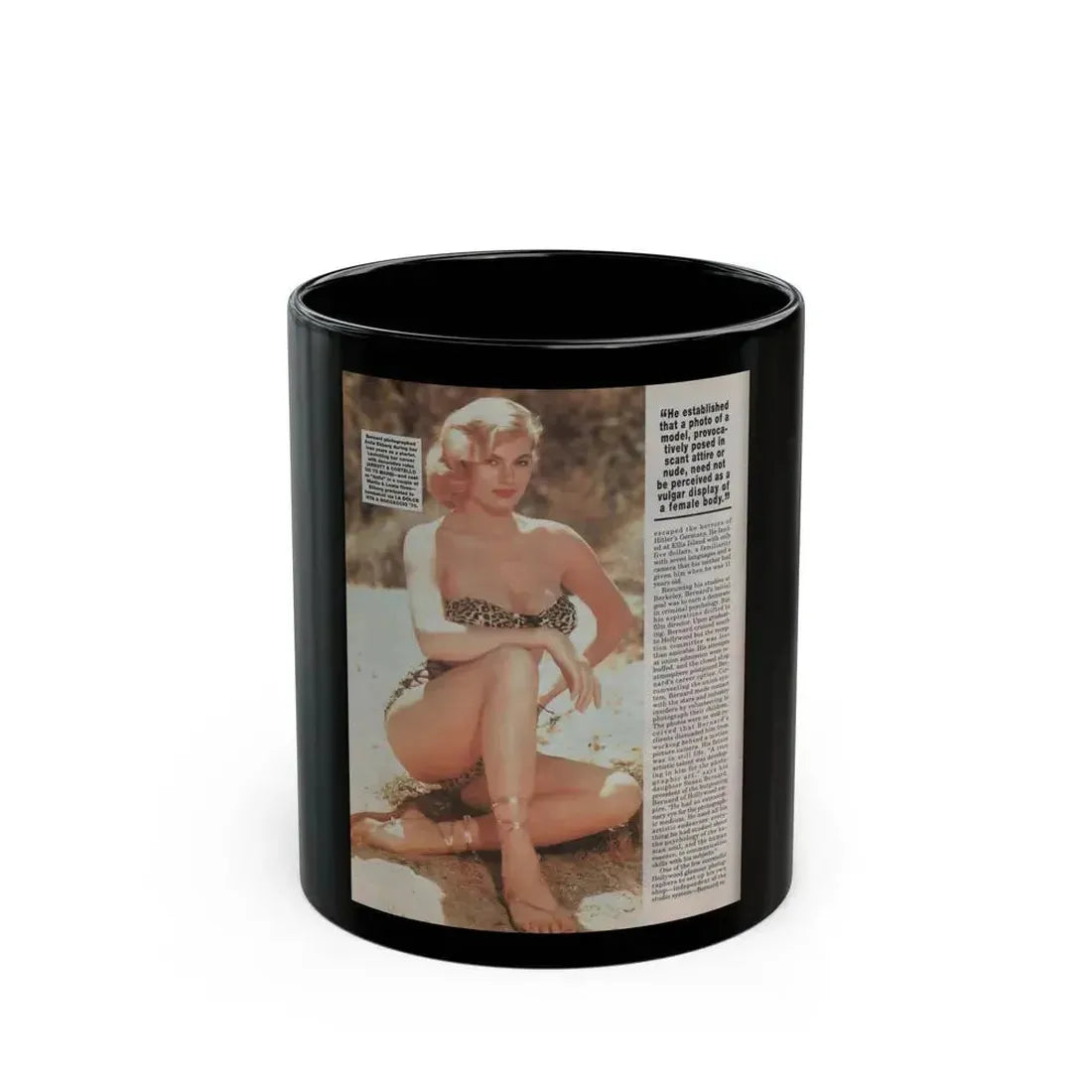Anita Ekberg #307 Femme Fatales Magazine August '98 - Bernard Of Hollywood Vintage Glamour Pin-Ups 2nd Page (Vintage Female Icon) Black Coffee Mug 11oz - Go Mug Yourself