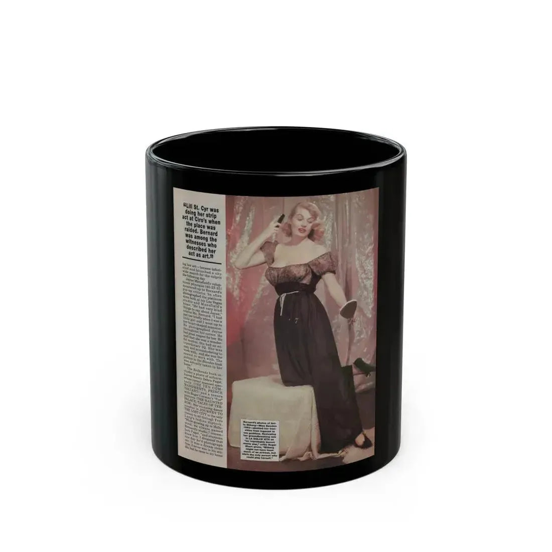 Anita Ekberg #308 Femme Fatales Magazine August '98 - Bernard Of Hollywood Vintage Glamour Pin-Ups 15th Page (Vintage Female Icon) Black Coffee Mug 11oz - Go Mug Yourself