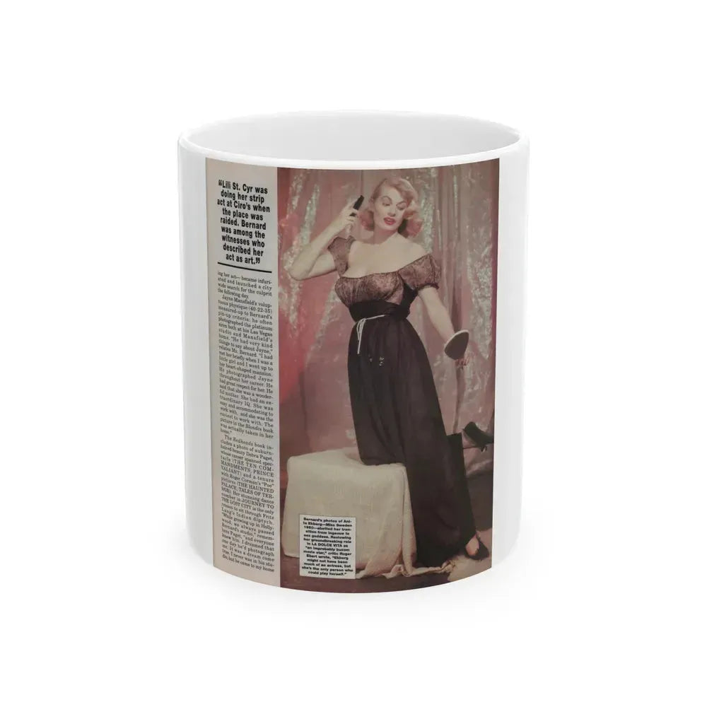 Anita Ekberg #308 Femme Fatales Magazine August '98 - Bernard Of Hollywood Vintage Glamour Pin-Ups 15th Page (Vintage Female Icon) White Coffee Mug 11oz - Go Mug Yourself