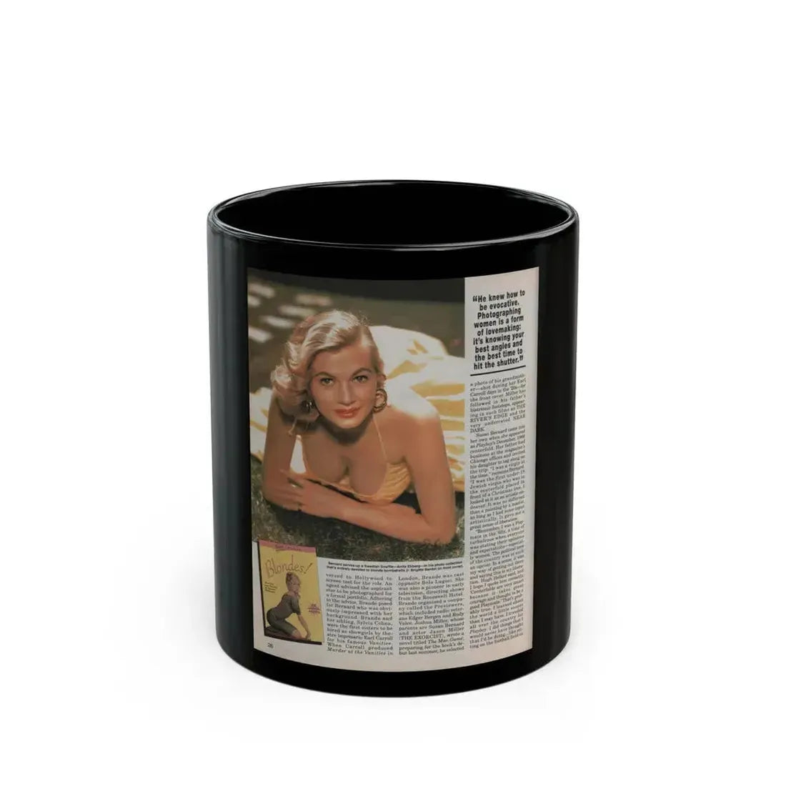 Anita Ekberg #310 - Femme Fatales Magazine August '98 - Bernard Of Hollywood Vintage Glamour Pin-Ups 18th Page (Vintage Female Icon) Black Coffee Mug 11oz - Go Mug Yourself
