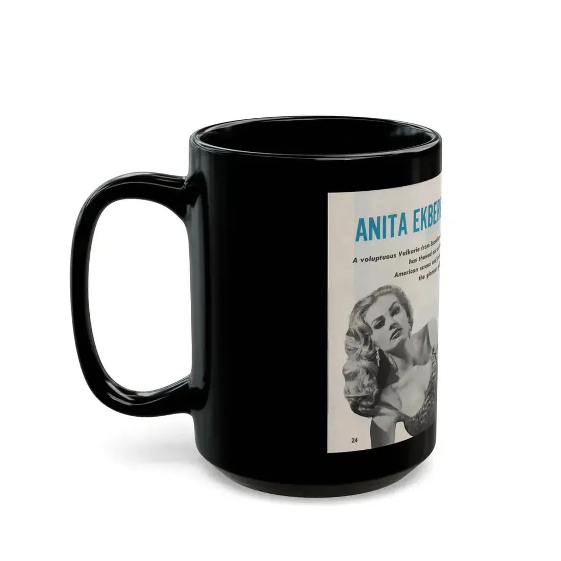 Anita Ekberg #311 - Pose! Pocket Mag. July '58 Photos (Vintage Female Icon) Black Coffee Mug - Go Mug Yourself