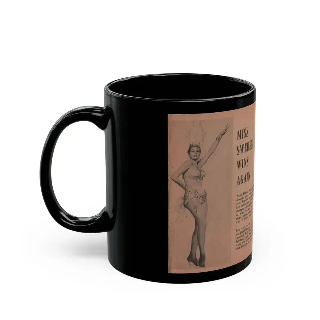 Anita Ekberg #313 - Pocket Pin-Ups Mag. '56 Photos (Vintage Female Icon) Black Coffee Mug - Go Mug Yourself