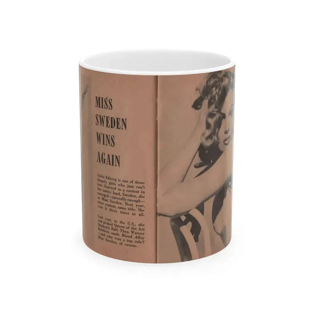 Anita Ekberg #313 - Pocket Pin-Ups Mag. '56 Photos (Vintage Female Icon) White Coffee Mug 11oz - Go Mug Yourself