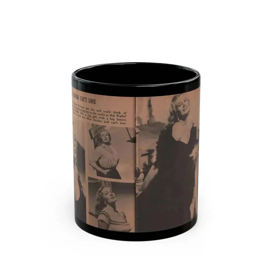 Anita Ekberg #314 - Pocket Pin-Ups Mag. '56 Photos (Vintage Female Icon) Black Coffee Mug 11oz - Go Mug Yourself