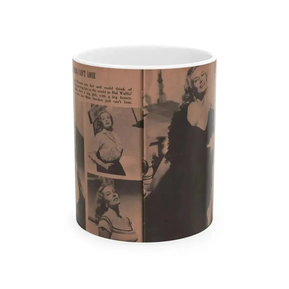 Anita Ekberg #314 - Pocket Pin-Ups Mag. '56 Photos (Vintage Female Icon) White Coffee Mug 11oz - Go Mug Yourself