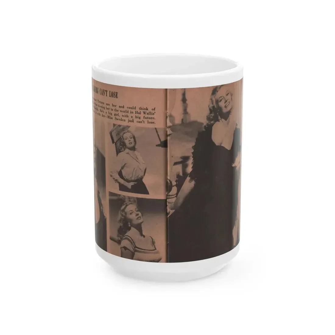 Anita Ekberg #314 - Pocket Pin-Ups Mag. '56 Photos (Vintage Female Icon) White Coffee Mug 15oz - Go Mug Yourself