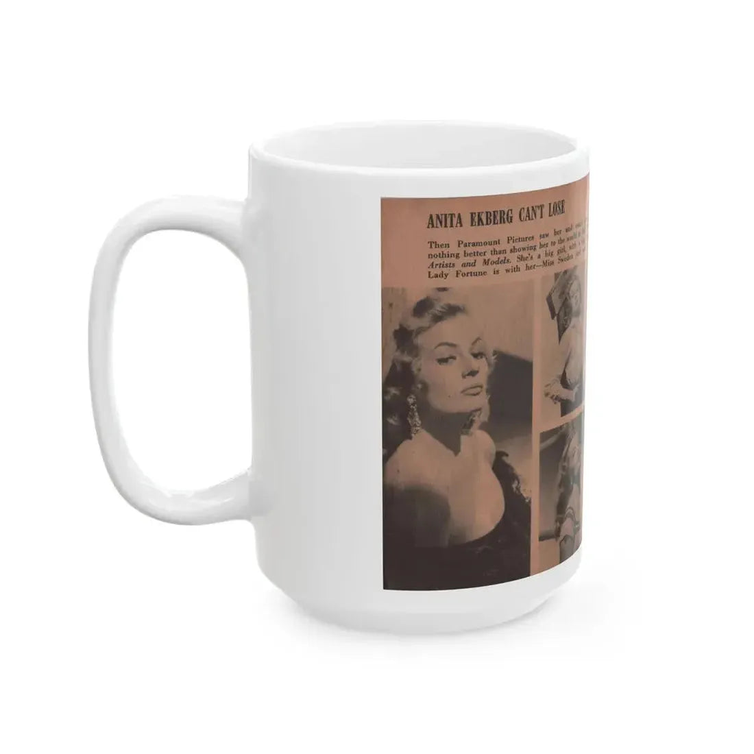 Anita Ekberg #314 - Pocket Pin-Ups Mag. '56 Photos (Vintage Female Icon) White Coffee Mug - Go Mug Yourself