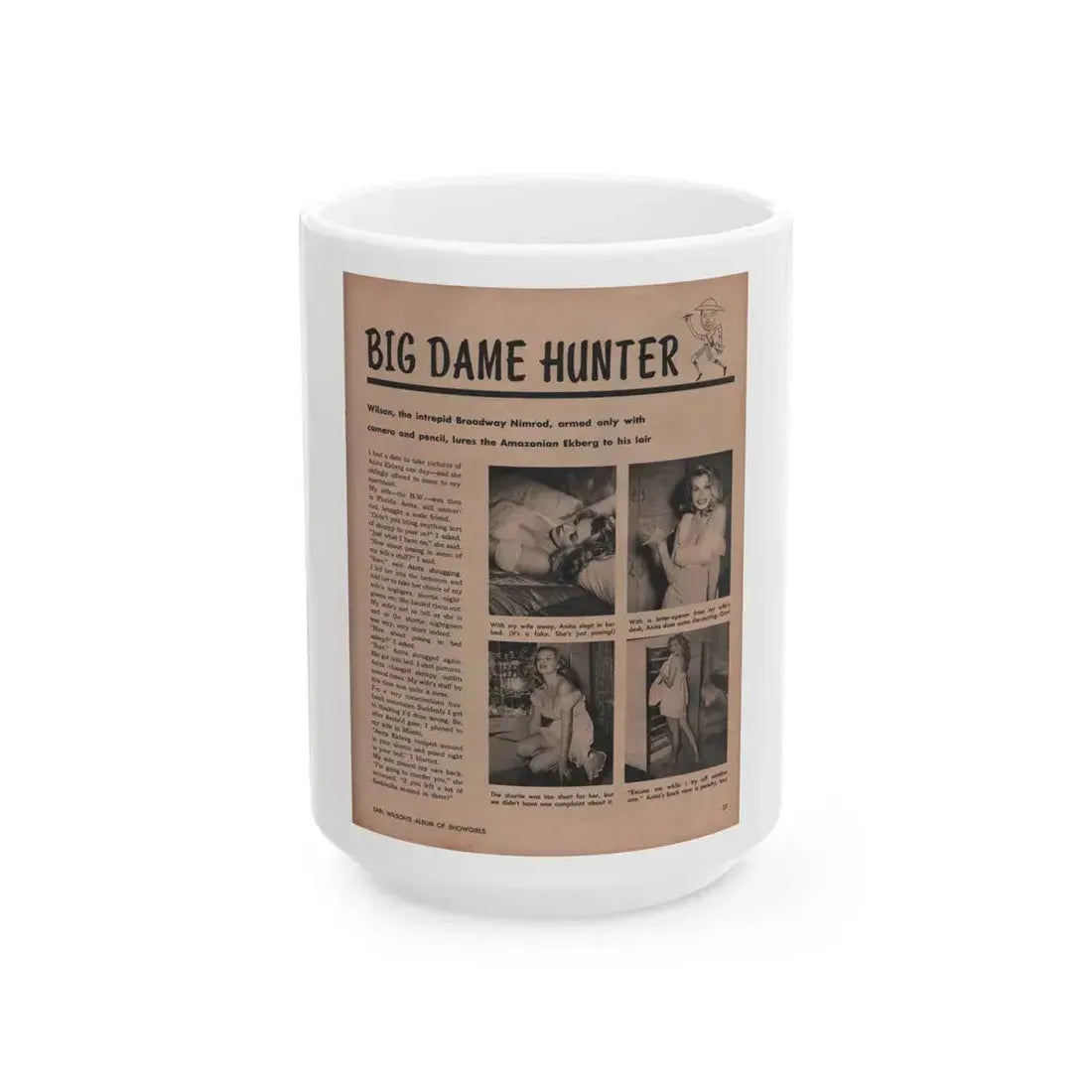 Anita Ekberg #316 - Earl Wilson's Showgirls '56 - Mag. Photo (Vintage Female Icon) White Coffee Mug 15oz - Go Mug Yourself