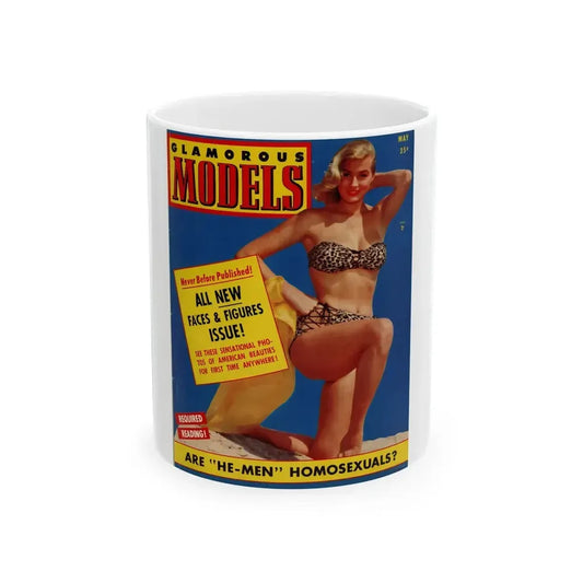 Anita Ekberg #317 - Anita on Cover in Color on Glamorous Models Mag. May '54_1 (Vintage Female Icon) White Coffee Mug 11oz - Go Mug Yourself